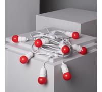 Kit Guirlande Waterproof 5.5m Blanche + 8 Ampoules Led E27 G45 3w De Couleurs Rouge