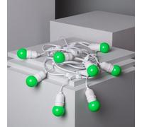 Kit Guirlande Waterproof 5.5m Blanche + 8 Ampoules Led E27 G45 3w De Couleurs Vert