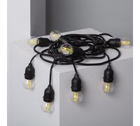 Kit Guirlande Waterproof 5.5m Noire + 8 Ampoules Led E27 Filament 4w 4000k Blanc Neutre