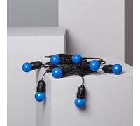 Kit Guirlande Waterproof 5.5m Noire + 8 Ampoules Led E27 G45 3w De Couleurs Bleu