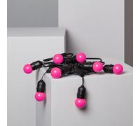 Kit Guirlande Waterproof 5.5m Noire + 8 Ampoules Led E27 G45 3w De Couleurs Rose