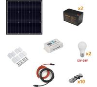 Kit Îlot Photovoltaïque 110W Kit avec panneau solaire, contrôleur de charge, projecteur et accessoires d'installation
