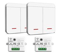 Kit interrupteur d'éclairage sans fil 230 V - Émetteur de sécurité sans fil et contrôleur de récepteur - Interrupteur mural étanche pour commutation de lumière jusqu'à 1500 W - 2 récepteurs et 12