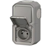 Kit interrupteur ou va-et-vient - prise de courant 2P+T - Plexo - gris