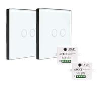 KIT interrupteur sans fil - 2 Télécommandes murales + 1 Mini récepteur encastrable - Va et vient sans travaux - Commande à distance - commutateur radio RF (2+2 - Bouton Double)