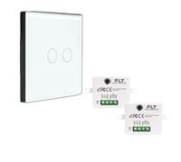 KIT interrupteur sans fil - 2 Télécommandes murales + 1 Mini récepteur encastrable - Va et vient sans travaux - Commande à distance - commutateur radio RF (1+2 - Bouton Double)