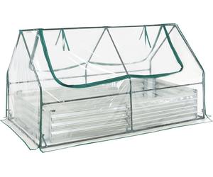 kit jardinière surélevée 3 en 1 avec serre 'Balsorano' acier avec film PVC 186 x 96 x 98 cm Transparent