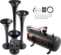 Kit klaxon de traction VEVOR, kit klaxon d'air à 4 trompettes, klaxon de traction 150 dB pour camions pick-up, compresseur d'air 12 V 120 psi, réservoir 3 L avec manomètre pour tout véhicule 12 V, voi