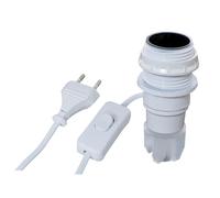 Kit lampe bouteille blanc E14, câble 1.5m, douille demi-filetée + bague, interrupteur à main, fiche 2 pôles - Tibelec