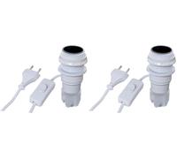 Kit lampe bouteille blanc E14, câble 1.5m, douille demi-filetée + bague, interrupteur à main, fiche 2 pôles - Tibelec (Lot de 2)