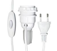 Kit lampe bouteille blanc E27, câble 1.5m, douille demi-filetée + bague, interrupteur à main, fiche 2 pôles - Tibelec