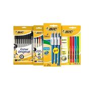 Kit Les Essentiels - 3 Stylos 4 Couleurs - 5 Highlighter Surligneurs -14 Cristal Original Stylos-Bille -