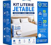 Kit Literie Jetable - 10 Housses Matelas 160x200 cm + 20 Taies Oreiller 60x60 - Usage Unique - Non Imperméable - Protection Literie - Idéal Hôtels, Gîtes, Campings, Centres Médicaux