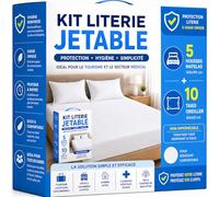 Kit Literie Jetable | 5 Housses Matelas 140x190 cm + 10 Taies d’Oreiller 60x60 | Non Imperméable | Protection Literie Usage Unique | Idéal Gîtes, Hôtels & Hébergements Temporaire