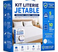 Kit Literie Jetable - 5 Housses Matelas 140x200 cm + 10 Taies Oreiller 60x60 cm - Non Imperméable - Hygiène Literie - Housse Matelas à Usage Unique - Protection Matelas