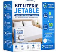 Kit Literie Jetable - 5 Housses Matelas 160x200 cm et 10 Taies Oreiller 60x60 cm - Non Imperméable - Protection Literie - Drap Housse à Usage Unique - Tourisme et Médical