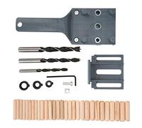 Kit Localisateur de Perçage en Bois 38 Pièces, Guide de Perçage Droit, Accessoires de Menuiserie - Précision au Millimètre, Réglable, Compatible Forets 6mm 8mm 10mm (Grise)