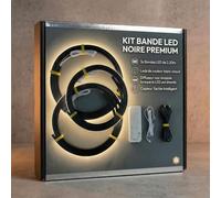 Kit lumière LED pour Tasseau bois, Panneau acoustique - Pack 3 bandes 2,20 m - Blanc Chaud - Diffuseur noir (lumière adoucie) - Interrupteur tactile - Pose sur feutrine noire - Entre lattes 13 mm