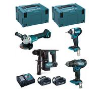 Kit MAKITA 18 V MSL4P2 (DHR171 + DGA504 + DDF482 + DTD154 + 2 batteries de 5,0 Ah + DC18RC + 2 MAKPAC 3)