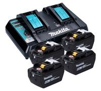 Kit Makita Power Source 18 V avec 4 batteries BL 1890 9,0 Ah + double chargeur rapide DC 18 RD