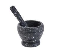 Kit manuel avec bol en plastique, pilon, petit bol râpe en imitation pierre, hachoir pour épices, ail, broyer, mixer, écraser, ustensile robuste (noir, 17 x 9 x 9 cm)