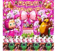 Kit Masha De Décoration D'Anniversaire 51 Pièces Ballons, Nappe, Gâteau[YB608]