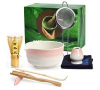Kit Matcha, 8 pièces, comprenant : une tasse en céramique de 500 ml, un fouet en bambou, un tamis et une cuillère