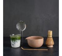 Kit matcha, comprenant 6 pièces : une brosse en bambou, une tasse en céramique et un verre