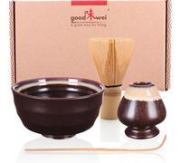 Kit matcha comprenant une brosse en bambou, une tasse en céramique et un support (Kumo)