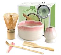 Kit Matcha : Ensemble de 7 pièces - Boîte en bambou, couvercle, récipient, filtre, cuillère et support, accessoires japonais