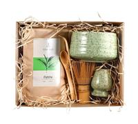 Kit matcha Mary Rose: bol céramique, fouet bambou, cuillère et support | Coffret à matcha complet avec accessoires en bambou et thé vert culinaire