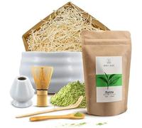 Kit matcha Mary Rose: bol céramique, fouet bambou, cuillère et support | Coffret à matcha complet avec accessoires en bambou et thé vert culinaire