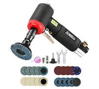 Kit Mini Meuleuse d’Angle Pneumatique à Air Comprimé, Incluant 20 Disques Abrasifs Assortis de 2 Pouces, 2 Mandrins de 3 mm et 6 mm, pour Divers Travaux de Polissage et Ponçage