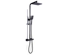 Kit mitigeur de douche thermostatique pour salle de bain, douche à effet pluie 10 pouces, longueur de tige réglable, noir