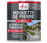 Kit Moquette de Pierre Extérieur Terrasse Drainante - Granulats Marbre + Résine Polyuréthane UV - MINERALIA - 3 m² Bleu Naturel