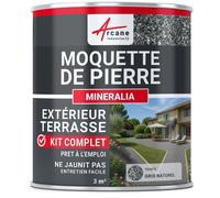Kit Moquette de Pierre Extérieur Terrasse Drainante - Granulats Marbre + Résine Polyuréthane UV - MINERALIA - 3 m² Gris Naturel