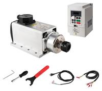 Kit moteur pour broche CNC, 220 V, 4 kW, refroidissement par air, comprenant un variateur de fréquence (VFD) et un mandrin ER25 de 6 mm