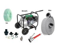 Kit Motopompe Incendie Piscine - Pompe Tuyau Lance Complet 30m3/h