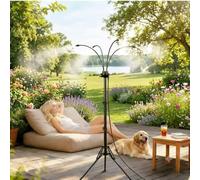 Kit Nebulizador Terraza Exterior,Brumizador Exterior Con Trípode Regulable, Equipo De Niebla Enfriante Con Boquillas De Latón Para Jardín, Terraza Y Zonas De Ocio Al Aire Libre