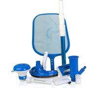 Kit Nettoyage Piscine GRE, 6 Accessoires, Manche Télescopique 120cm, Brosse Ligne d'Eau, Épuisette, Thermomètre, Balai Venturi, Diffuseur Chlore 12cm
