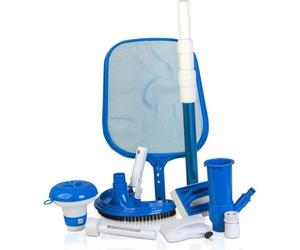 Kit Nettoyage Piscine GRE, 6 Accessoires, Manche Télescopique 120cm, Brosse Ligne d'Eau, Épuisette, Thermomètre, Balai Venturi, Diffuseur Chlore 12cm