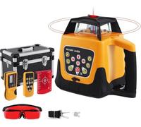 Kit Niveau Laser Rotatif à Nivellement Automatique avec Récepteur et Télécommande, Laser Rouge 360°, Protection IP54 Antipoussière et Étanche, Vitesse et Angle Réglables pour Chantiers et Bricolage