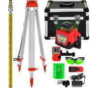 Kit niveau laser rotatif vert avec trépied réglable et mire de 5 m, portée de 500 m, balayage rotatif à 360 degrés, kit système de niveau laser à mise à niveau automatique, pour projection dans le dom