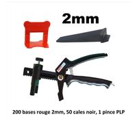 Kit nivellement carrelage 2mm 200 clips (bases) + 50 coins (cales) + 1 pince PerfectLevel PLP