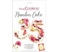Scrap Cooking - Kit Moules Number Cake - Chiffres 0 à 9 - Hauteur 28 cm / 11 pouces - Gabarits Accessoires Pâtisserie - Gâteaux en Forme de Numéros Dessert Anniversaire - Avec Recettes - 3927