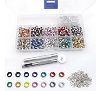 Kit Oeillets, 500 Ensembles Œillets 5mm Œillets, Oeillets Métalliques, 10 couleurs, avec Outil Réglage à 3 Œillets pour Chaussures, Vêtements, Sac, Toile, Bricolage - Style C