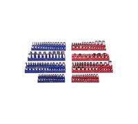 VEVOR Kit Organisateurs Douilles Magnétiques, 8 Plateaux de Douilles Métriques SAE 1/4'', 3/8'', 1/2'', Étiquettes Transparentes, Capacité 199 Douilles Standard Profondes Non Incluses, Bleu & Rouge