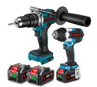 Kit outillage sans fil - ONEVAN - ONEVAN hocs 1/2 pouce 1000 N·m - Perceuse-visseuse 20V sans balais - 2x 3Ah