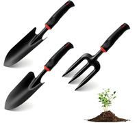 Kit Outils Jardinage 3 Pièces, Set avec Pelle de Jardin, Transplantoir et Griffe à Main, Outils pour Pots, Balcon, Jardinières, Potager et Serre avec Poignée Antidérapante