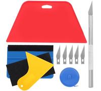 Kit Outils pour Papier Peint, Raclette Double Face, Lissage, Film | Abs, Acier, Alliage D’aluminium et Feutre, Rouleau, Mètre Rigide, Couteau Artisanal, Usage Vitres